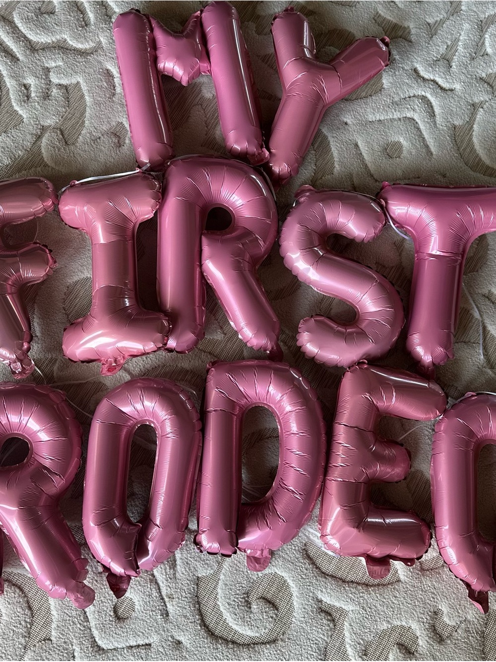 My First Birthday Rose Pink Letter Foil Balloon Set
